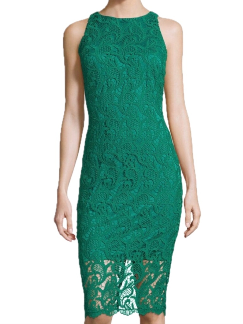 Alexia Admor Lace Overlay Dress in green - size medium